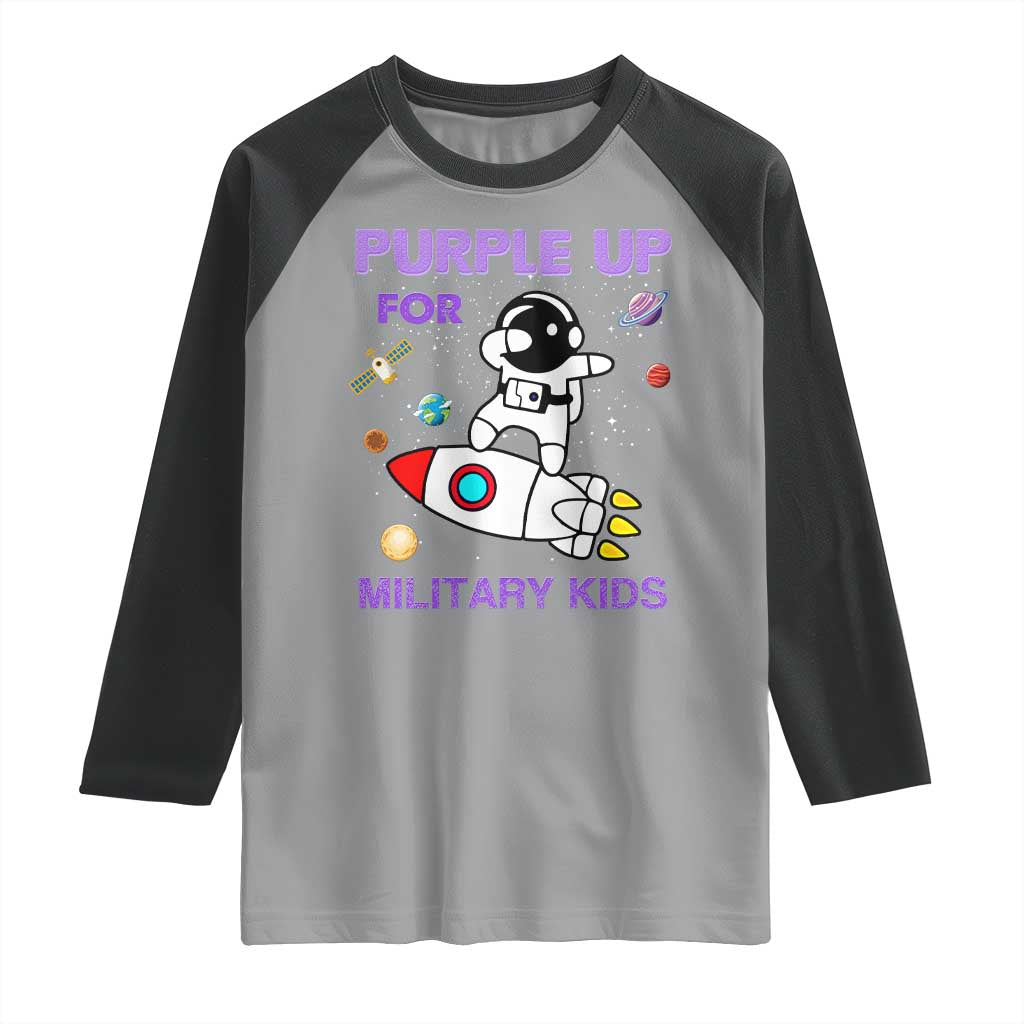 Purple Up For Military Kids Raglan Shirt Military Child Month Astronaut Outer Space