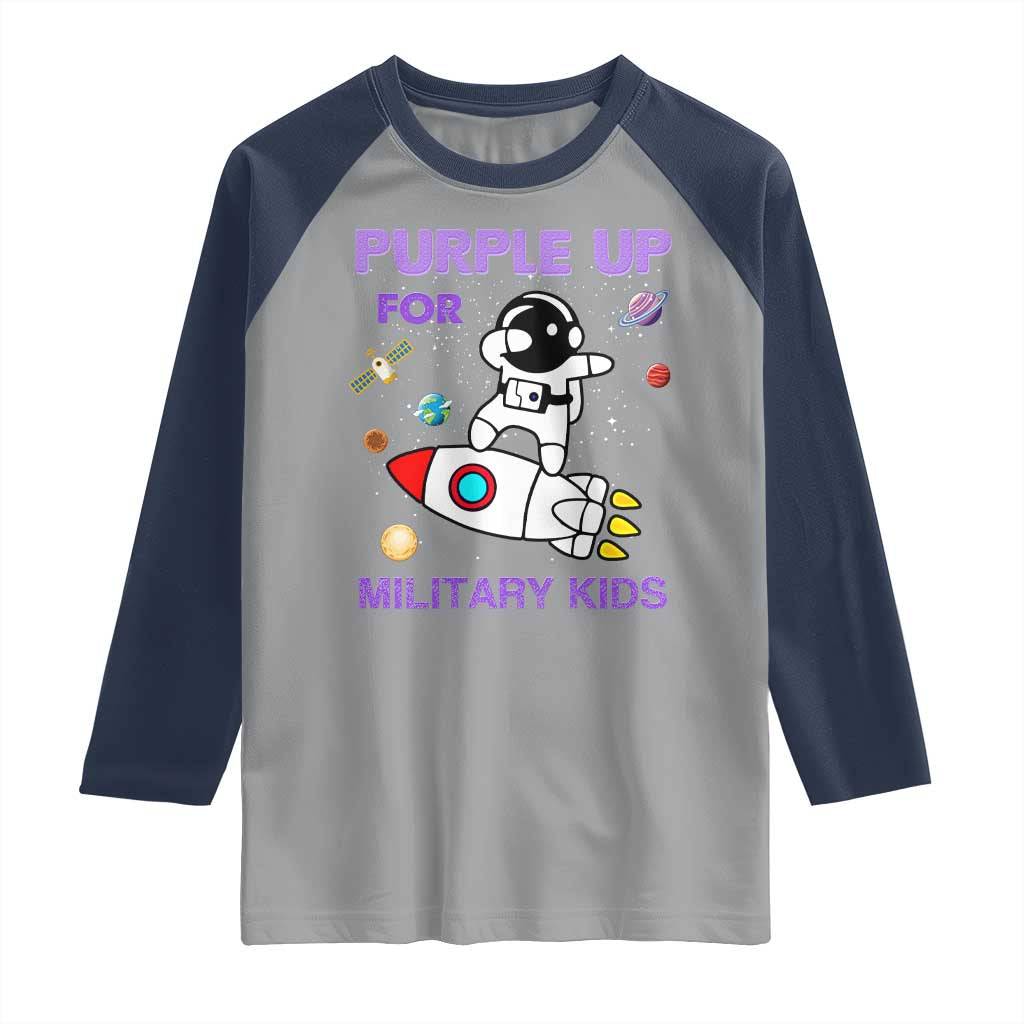 Purple Up For Military Kids Raglan Shirt Military Child Month Astronaut Outer Space