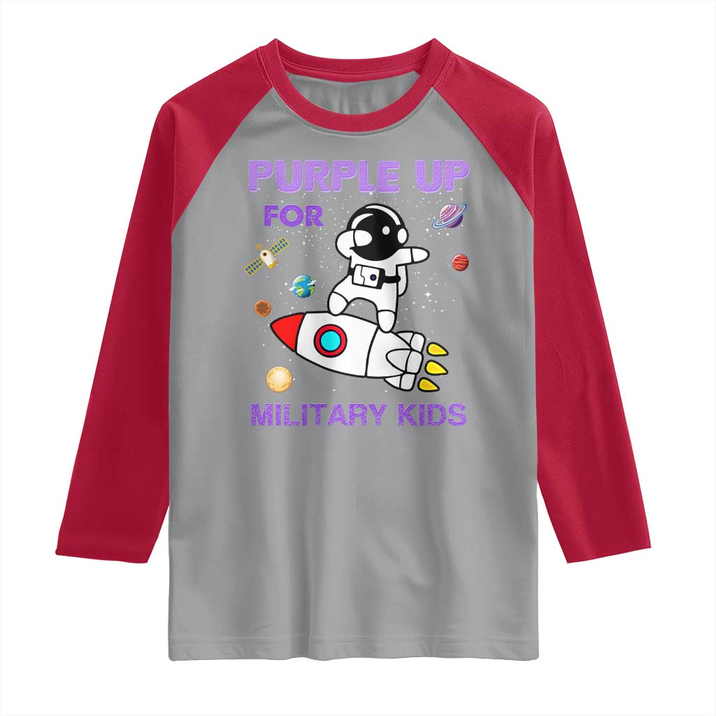 Purple Up For Military Kids Raglan Shirt Military Child Month Astronaut Outer Space