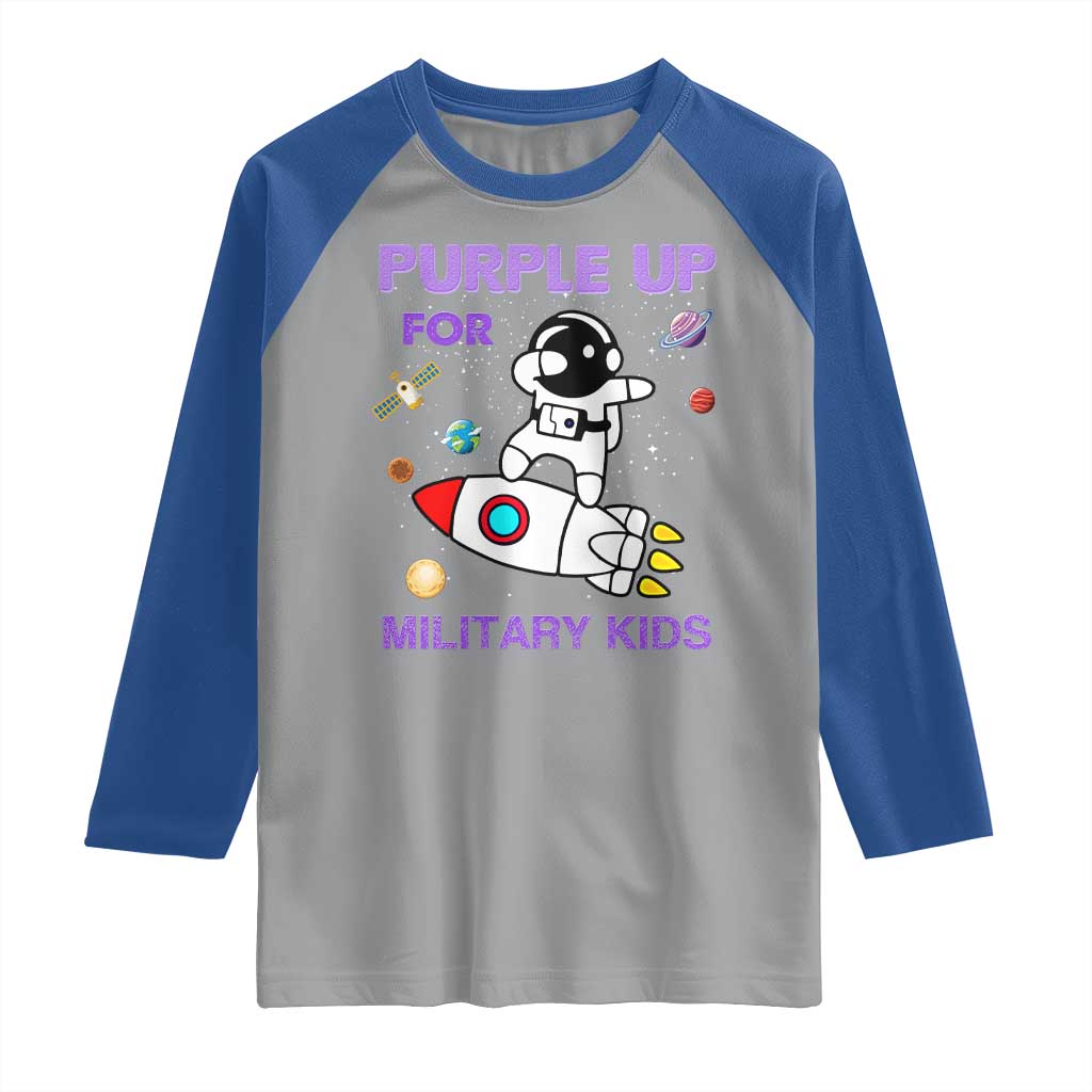 Purple Up For Military Kids Raglan Shirt Military Child Month Astronaut Outer Space