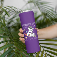 Purple Up For Military Kids Skinny Tumbler Military Child Month Astronaut Outer Space