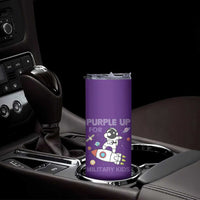 Purple Up For Military Kids Skinny Tumbler Military Child Month Astronaut Outer Space