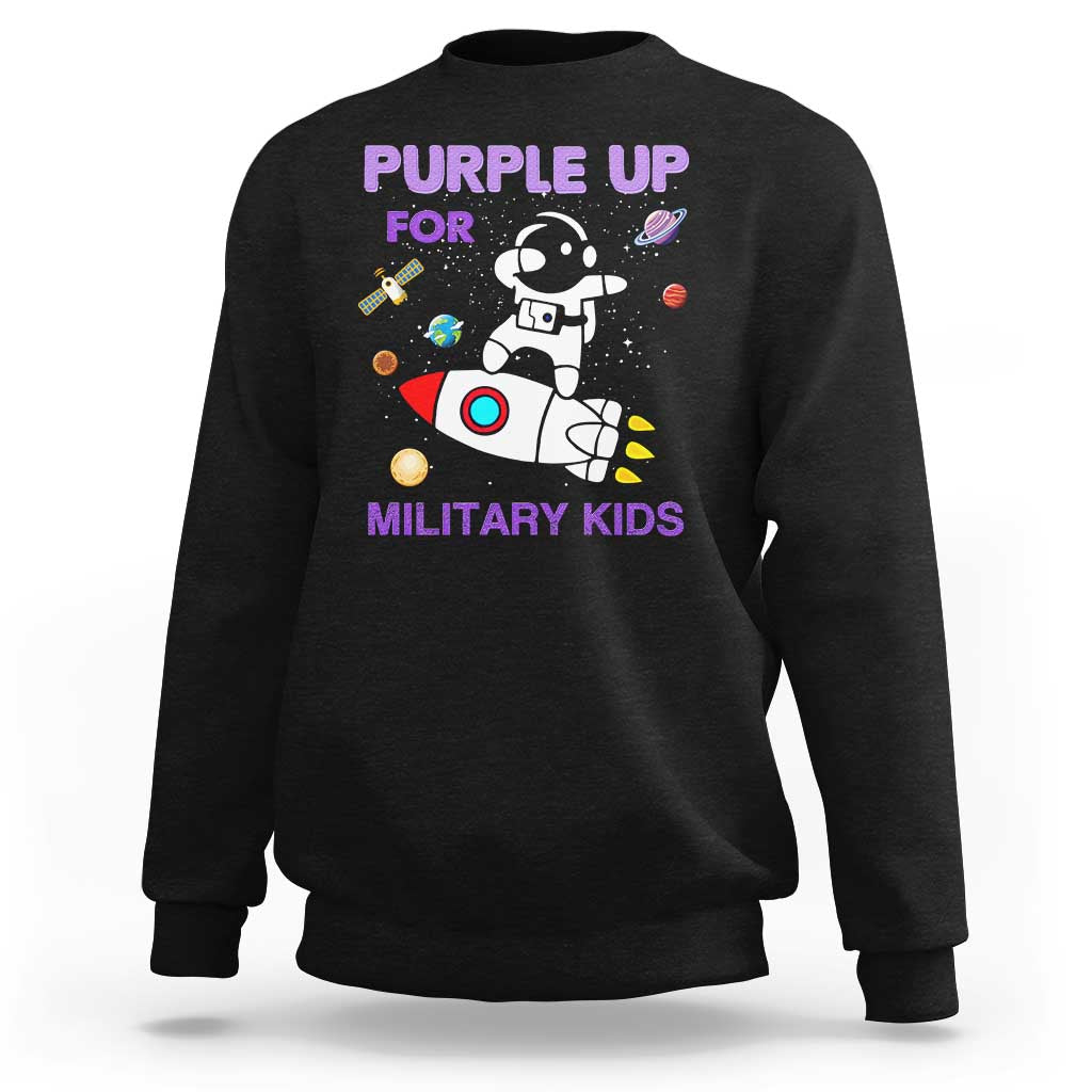 Purple Up For Military Kids Sweatshirt Military Child Month Astronaut Outer Space