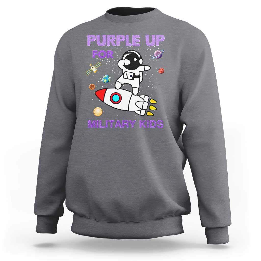 Purple Up For Military Kids Sweatshirt Military Child Month Astronaut Outer Space