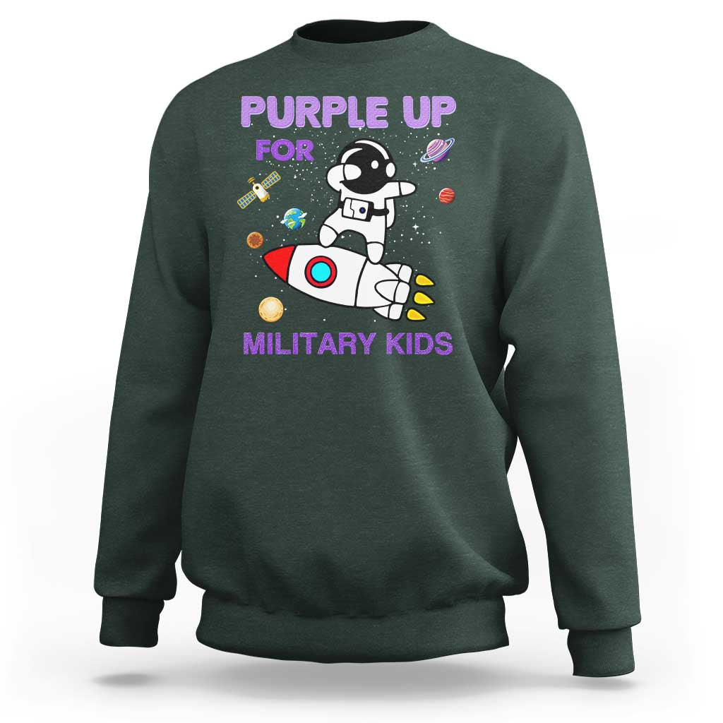 Purple Up For Military Kids Sweatshirt Military Child Month Astronaut Outer Space