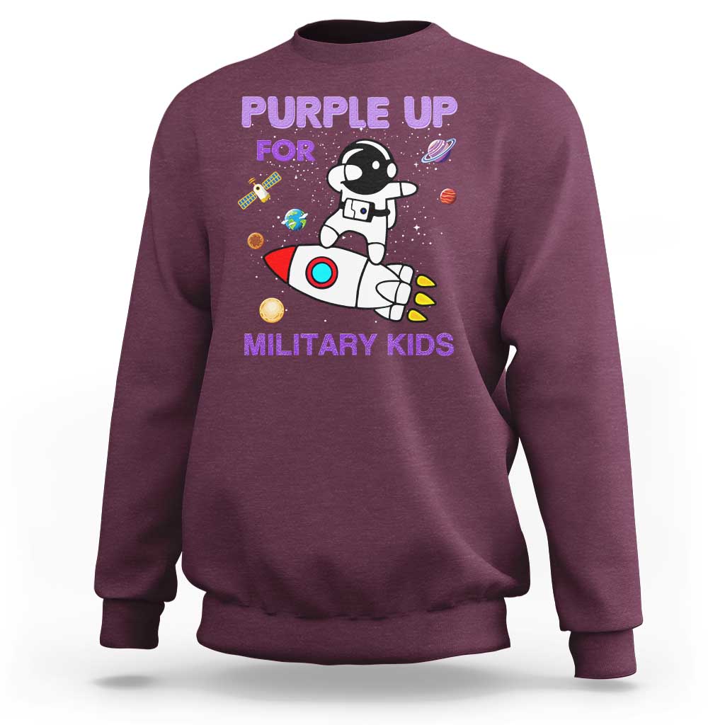 Purple Up For Military Kids Sweatshirt Military Child Month Astronaut Outer Space