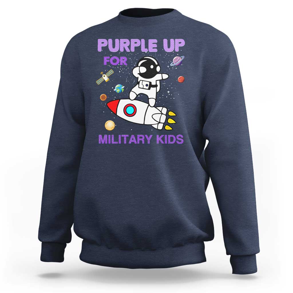 Purple Up For Military Kids Sweatshirt Military Child Month Astronaut Outer Space