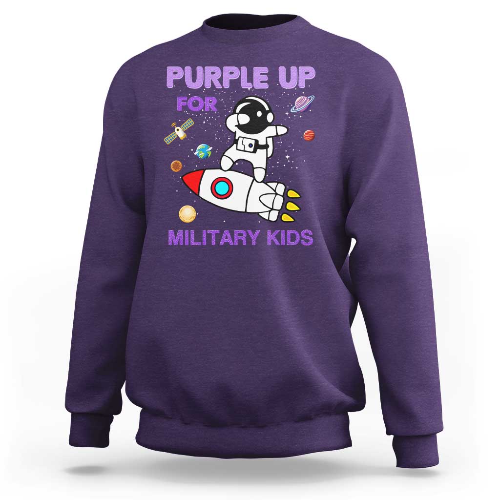 Purple Up For Military Kids Sweatshirt Military Child Month Astronaut Outer Space