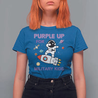 Purple Up For Military Kids T Shirt For Women Military Child Month Astronaut Outer Space