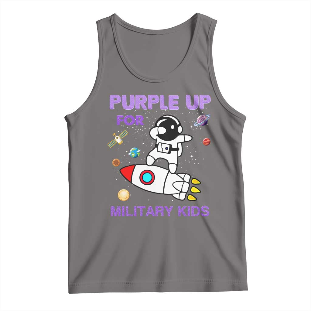 Purple Up For Military Kids Tank Top Military Child Month Astronaut Outer Space