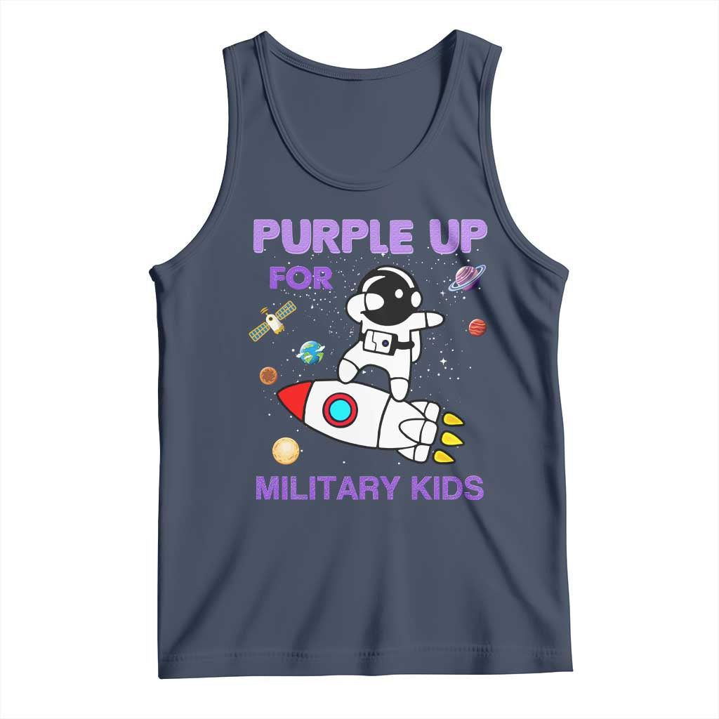 Purple Up For Military Kids Tank Top Military Child Month Astronaut Outer Space