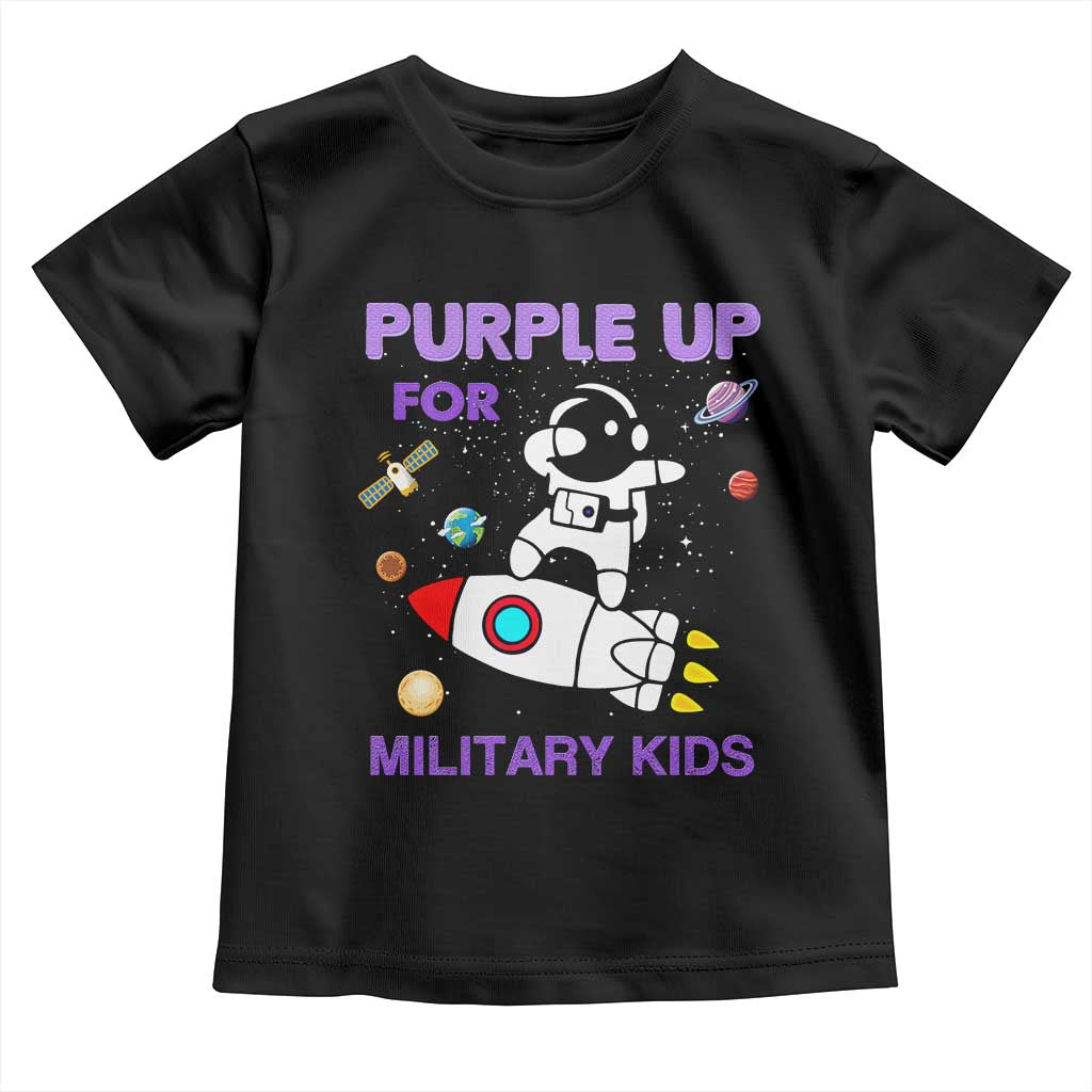 Purple Up For Military Kids Toddler T Shirt Military Child Month Astronaut Outer Space