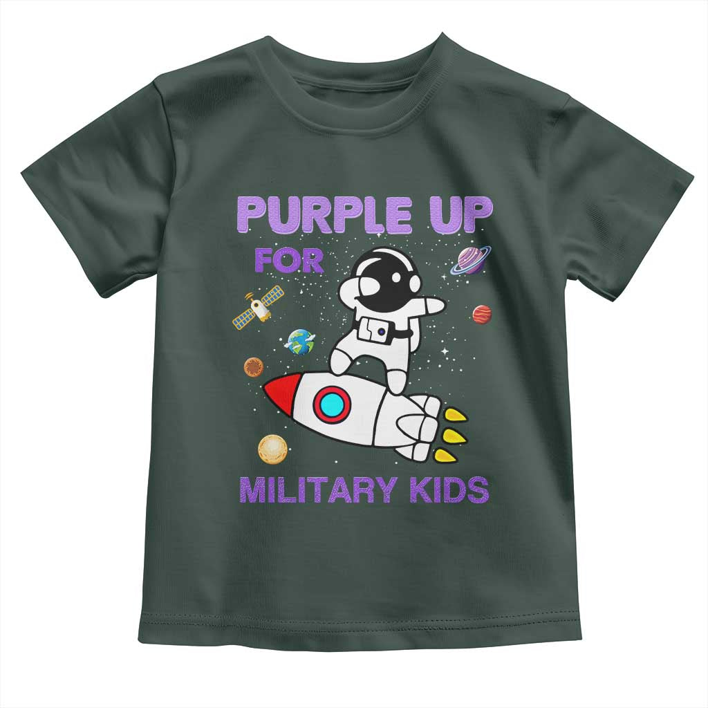 Purple Up For Military Kids Toddler T Shirt Military Child Month Astronaut Outer Space