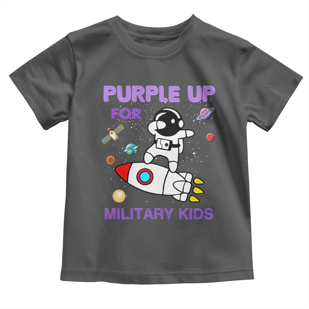 Purple Up For Military Kids Toddler T Shirt Military Child Month Astronaut Outer Space