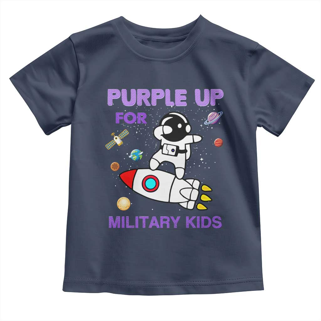 Purple Up For Military Kids Toddler T Shirt Military Child Month Astronaut Outer Space