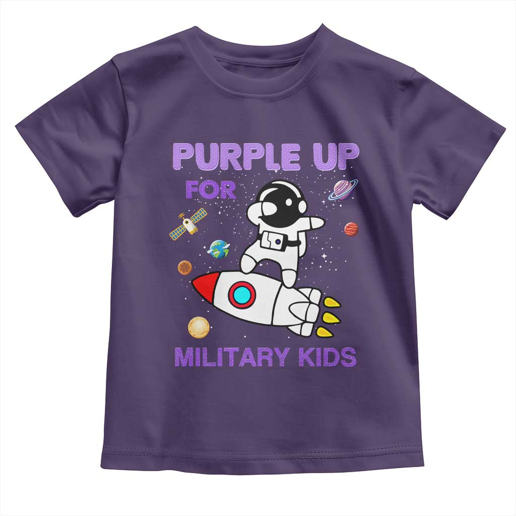 Purple Up For Military Kids Toddler T Shirt Military Child Month Astronaut Outer Space