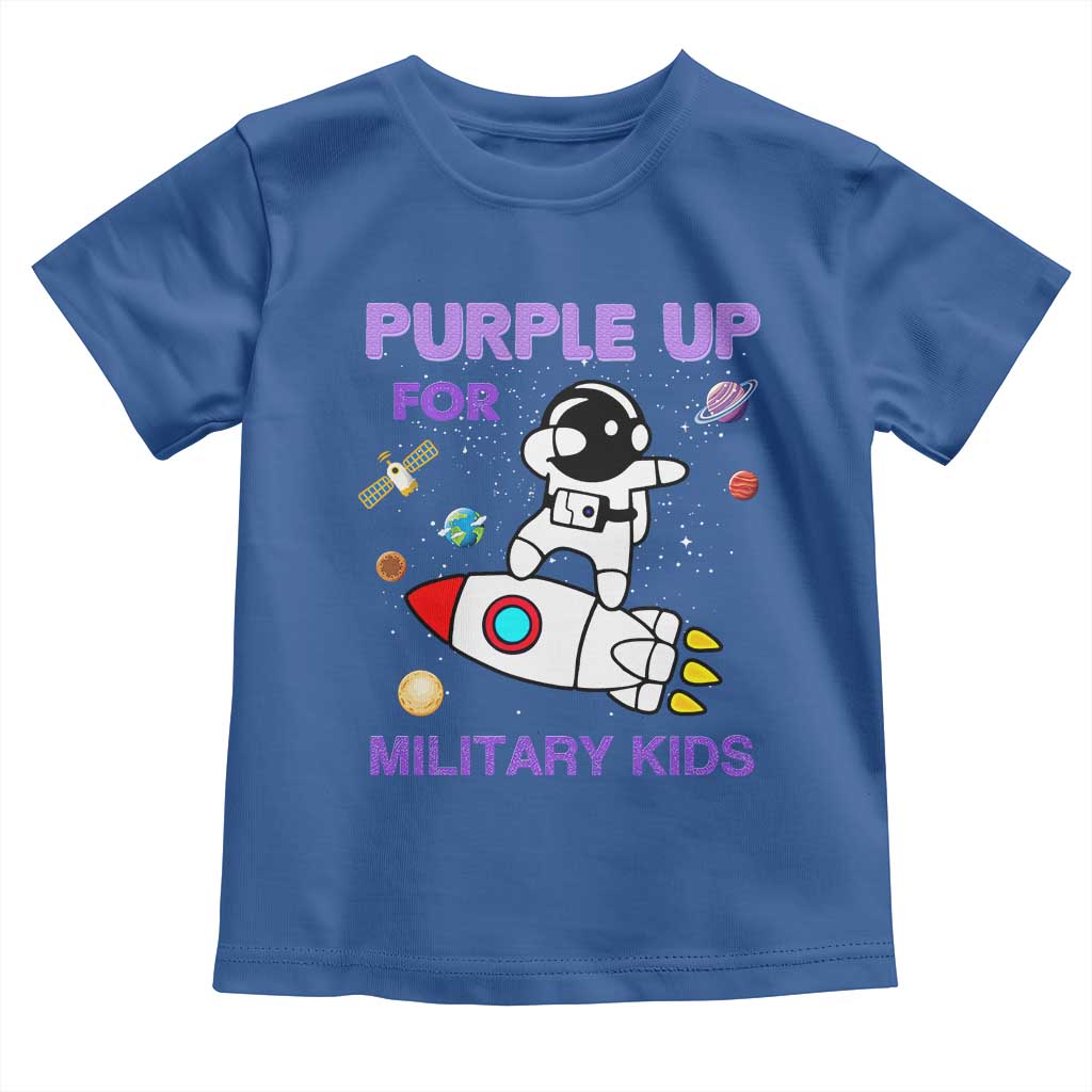 Purple Up For Military Kids Toddler T Shirt Military Child Month Astronaut Outer Space