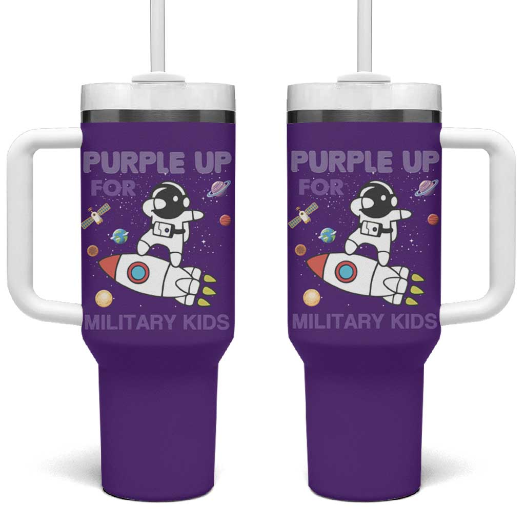 Purple Up For Military Kids Tumbler With Handle Military Child Month Astronaut Outer Space