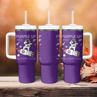 Purple Up For Military Kids Tumbler With Handle Military Child Month Astronaut Outer Space