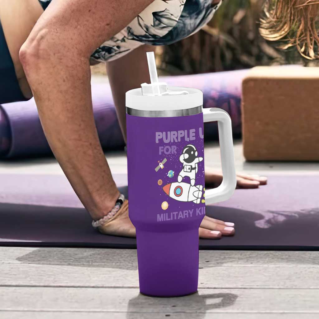Purple Up For Military Kids Tumbler With Handle Military Child Month Astronaut Outer Space