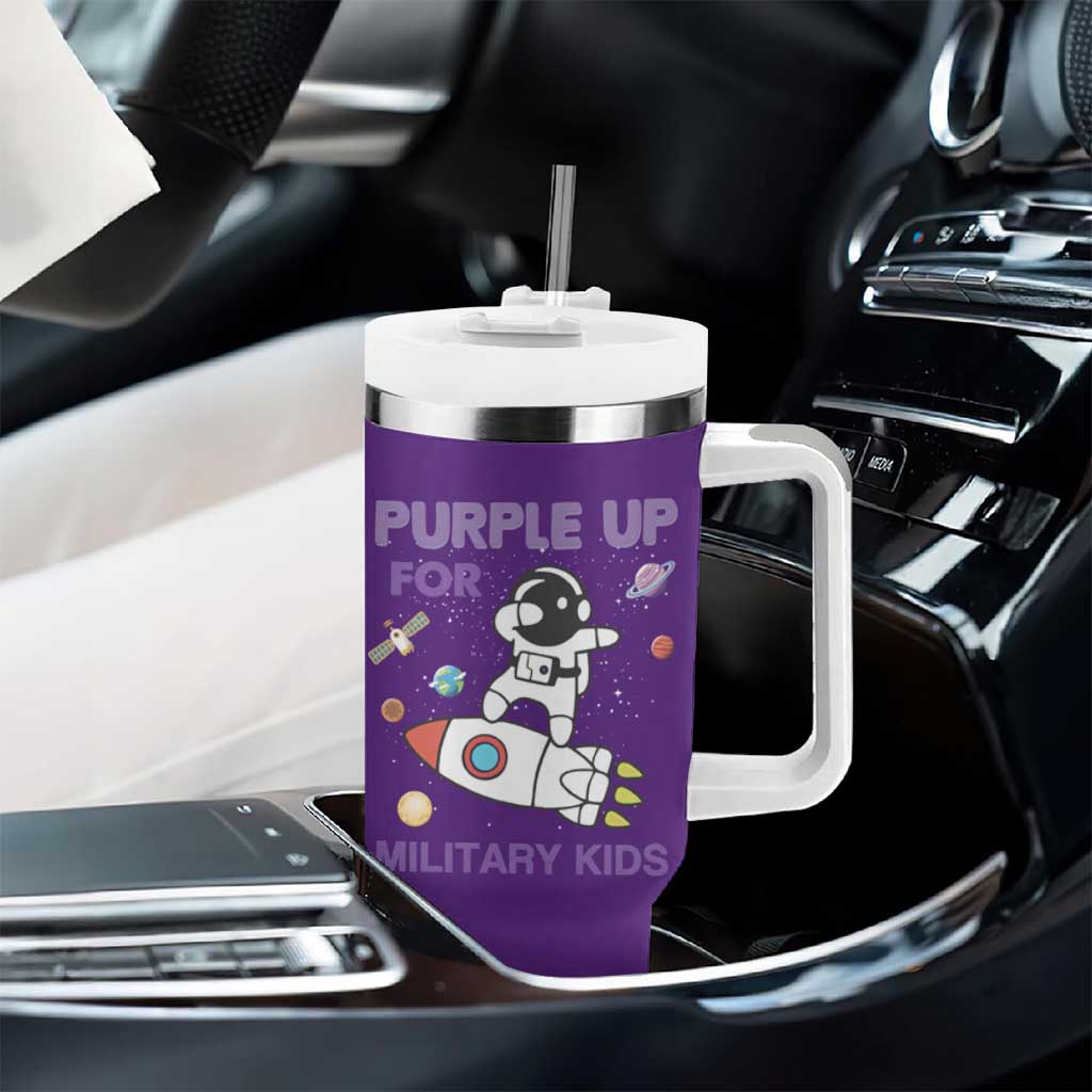 Purple Up For Military Kids Tumbler With Handle Military Child Month Astronaut Outer Space