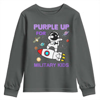 Purple Up For Military Kids Youth Sweatshirt Military Child Month Astronaut Outer Space