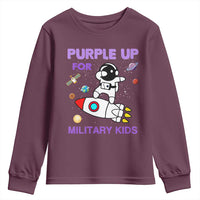 Purple Up For Military Kids Youth Sweatshirt Military Child Month Astronaut Outer Space