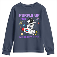 Purple Up For Military Kids Youth Sweatshirt Military Child Month Astronaut Outer Space