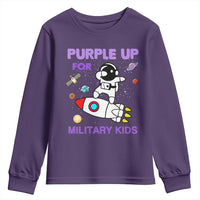 Purple Up For Military Kids Youth Sweatshirt Military Child Month Astronaut Outer Space