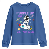 Purple Up For Military Kids Youth Sweatshirt Military Child Month Astronaut Outer Space