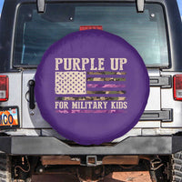 Purple Up For Military Kids Spare Tire Cover Military Child Month USA Flag Camouflage