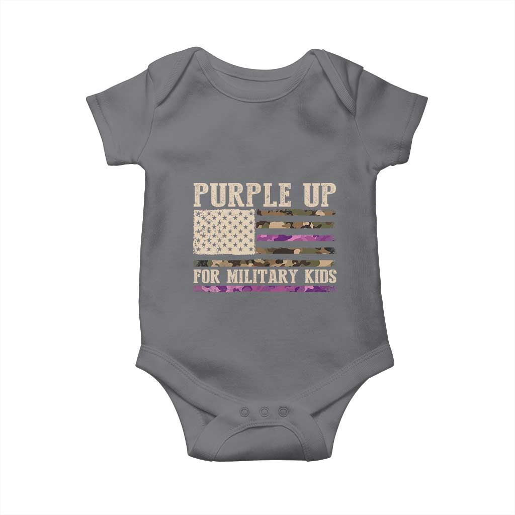 Purple Up For Military Kids Baby Onesie Military Child Month USA Flag Camouflage