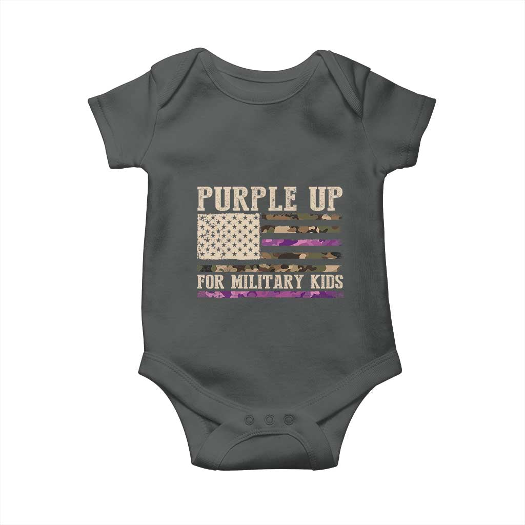 Purple Up For Military Kids Baby Onesie Military Child Month USA Flag Camouflage
