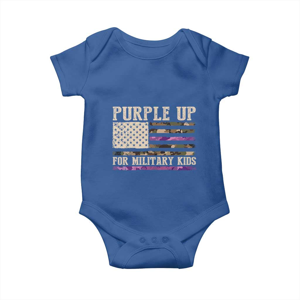 Purple Up For Military Kids Baby Onesie Military Child Month USA Flag Camouflage