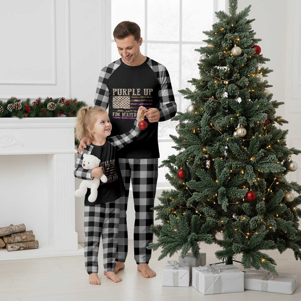 Purple Up For Military Kids Plaid Pajama Set Military Child Month USA Flag Camouflage - Wonder Print Shop