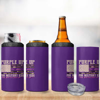 Purple Up For Military Kids 4 in 1 Can Cooler Tumbler Military Child Month USA Flag Camouflage
