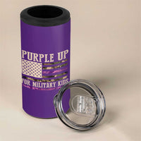 Purple Up For Military Kids 4 in 1 Can Cooler Tumbler Military Child Month USA Flag Camouflage