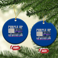 Purple Up For Military Kids Ceramic Ornament Military Child Month USA Flag Camouflage - Wonder Print Shop