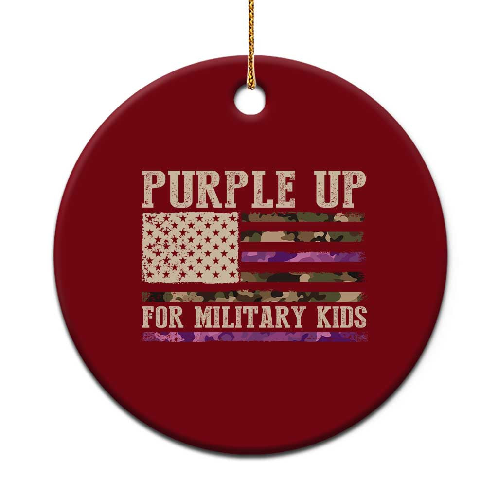 Purple Up For Military Kids Ceramic Ornament Military Child Month USA Flag Camouflage - Wonder Print Shop