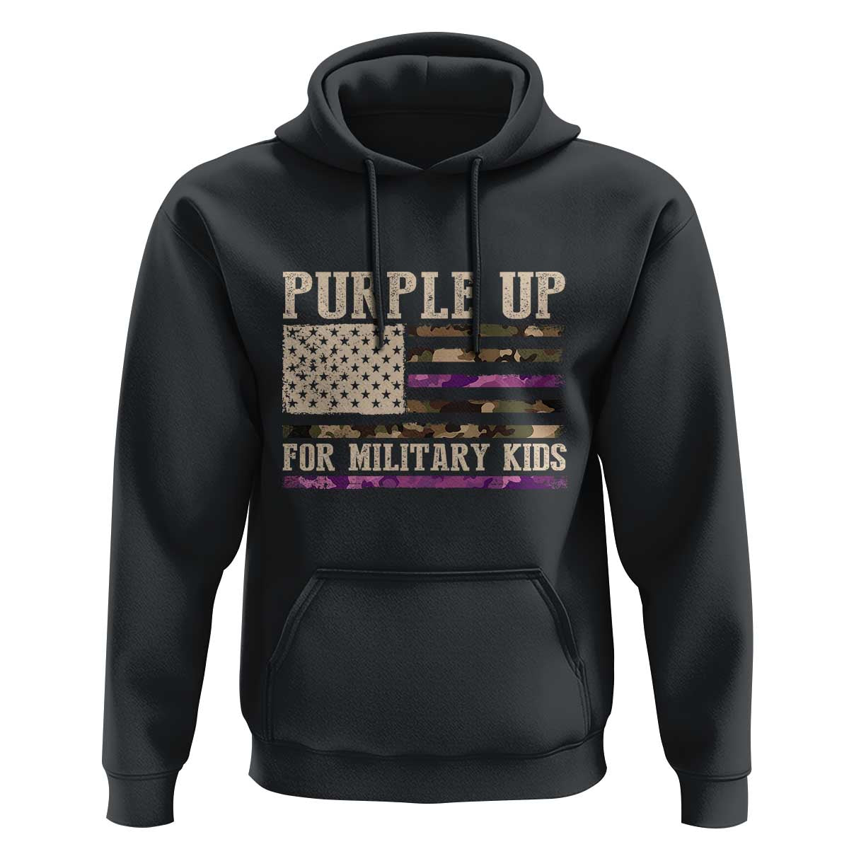 Purple Up For Military Kids Hoodie Military Child Month USA Flag Camouflage