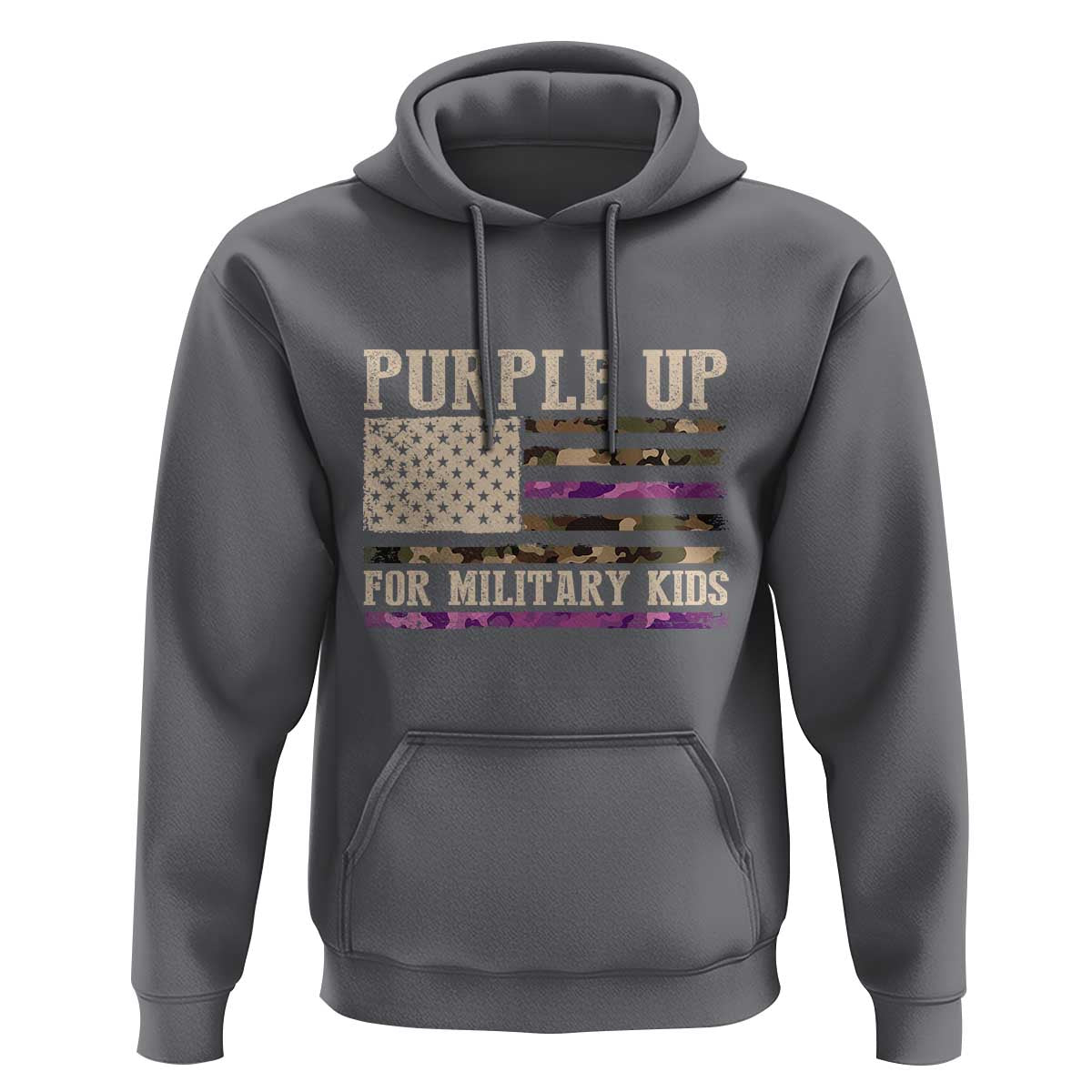 Purple Up For Military Kids Hoodie Military Child Month USA Flag Camouflage