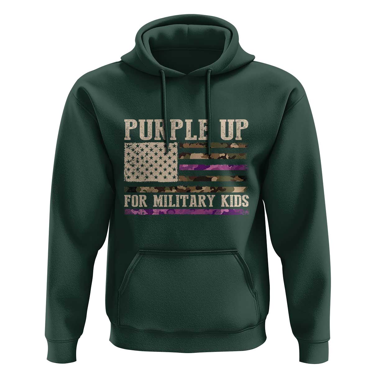 Purple Up For Military Kids Hoodie Military Child Month USA Flag Camouflage