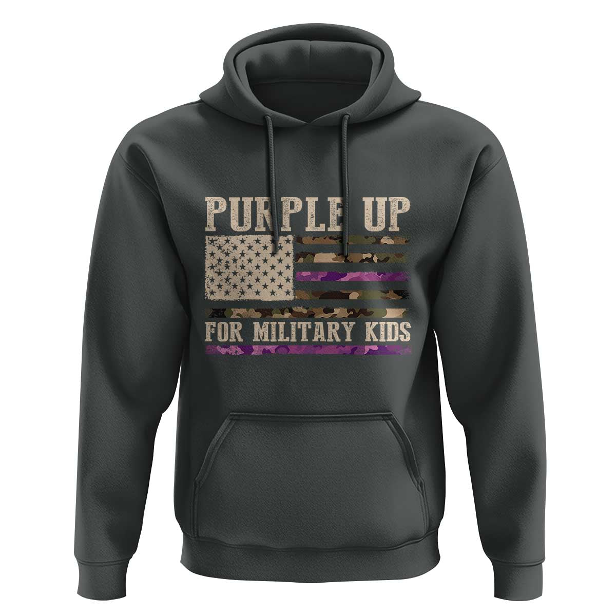 Purple Up For Military Kids Hoodie Military Child Month USA Flag Camouflage