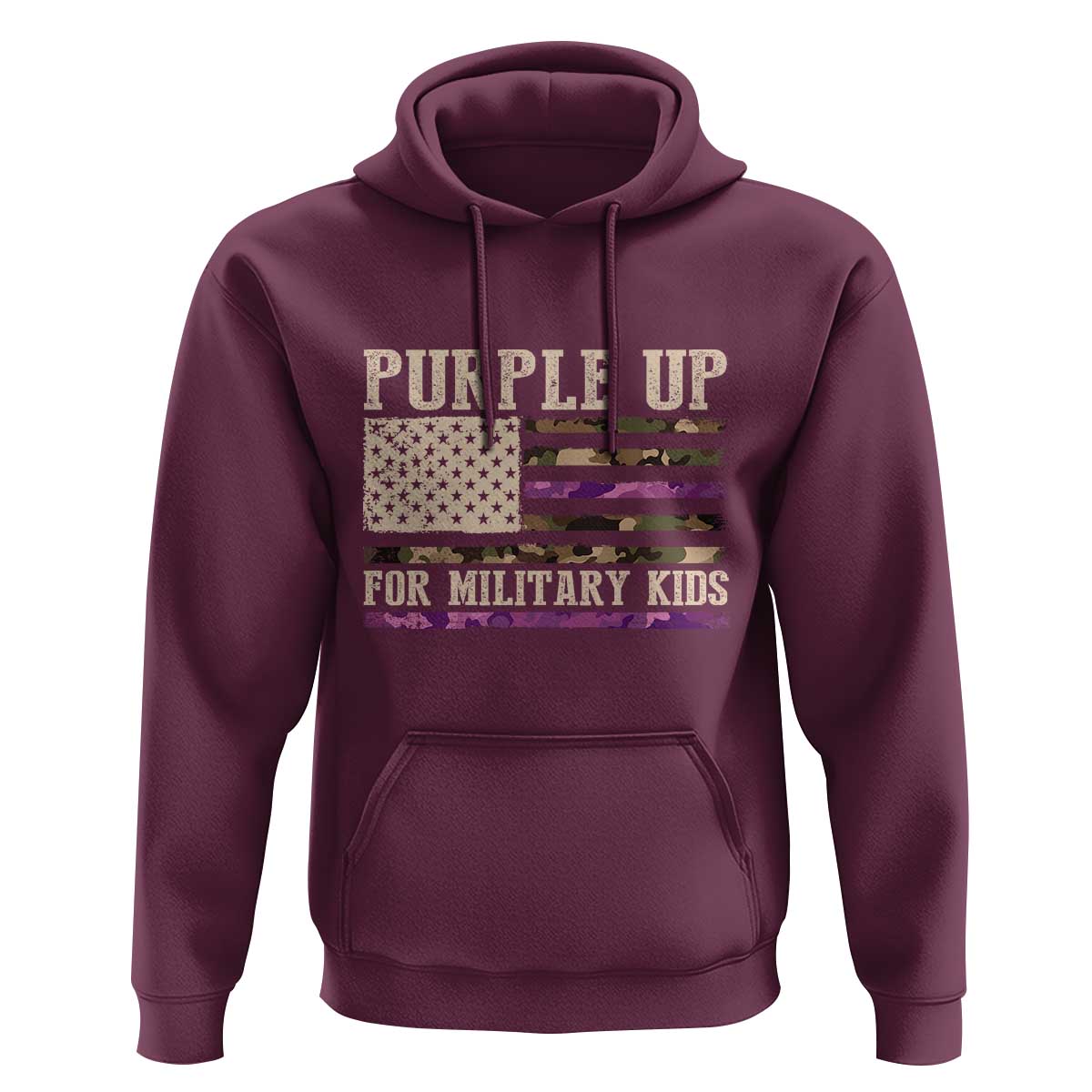 Purple Up For Military Kids Hoodie Military Child Month USA Flag Camouflage