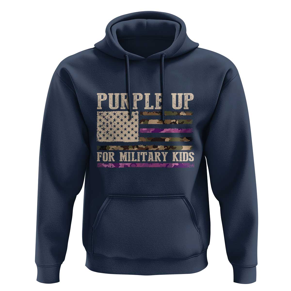 Purple Up For Military Kids Hoodie Military Child Month USA Flag Camouflage