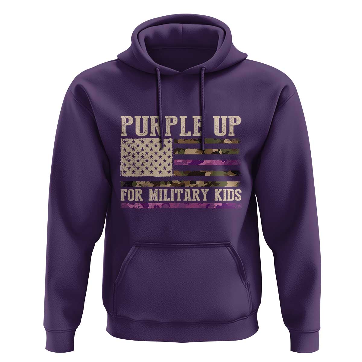 Purple Up For Military Kids Hoodie Military Child Month USA Flag Camouflage