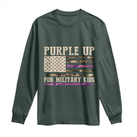 Purple Up For Military Kids Long Sleeve Shirt Military Child Month USA Flag Camouflage