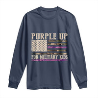 Purple Up For Military Kids Long Sleeve Shirt Military Child Month USA Flag Camouflage