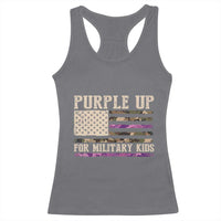 Purple Up For Military Kids Racerback Tank Top Military Child Month USA Flag Camouflage