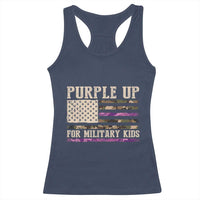 Purple Up For Military Kids Racerback Tank Top Military Child Month USA Flag Camouflage
